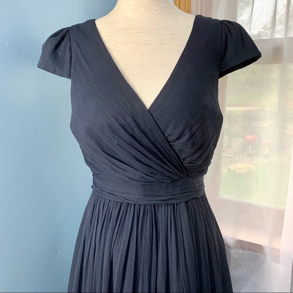 J. Crew Mirabelle Navy Silk Chiffon Dress - Picture 3 of 10
